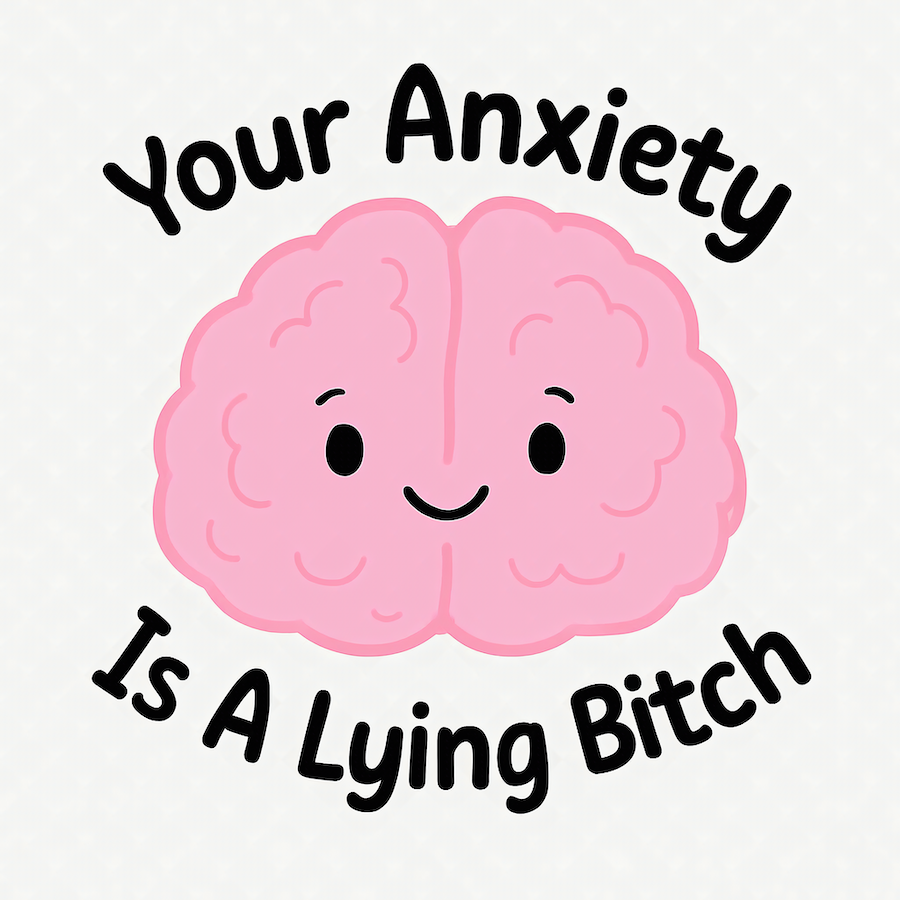 Your Anxiety Is A Lying Bitch cute pink brain square glossy magnet