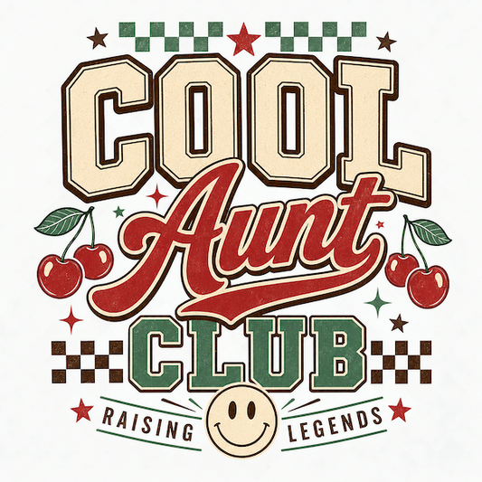 Cool Aunt Club Square Glossy Magnet retro design with cherries and smiley face