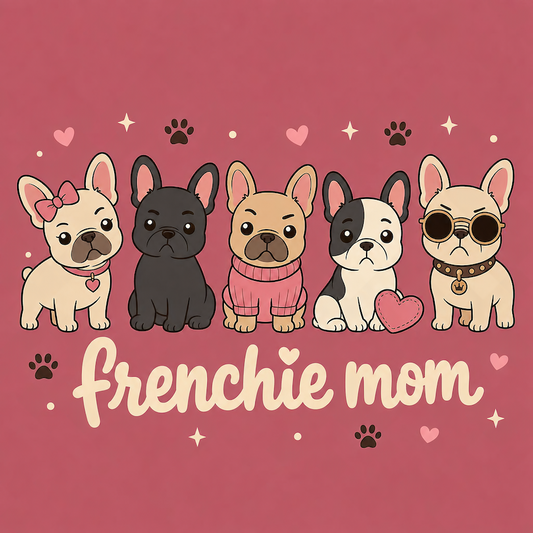 Frenchie Mom cute kawaii French Bulldog squad pink square glossy magnet