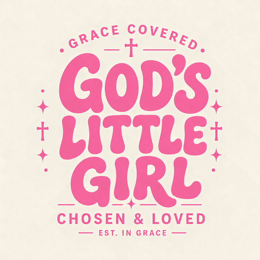 God's Little Girl Grace Covered Chosen and Loved retro pink Christian square glossy magnet