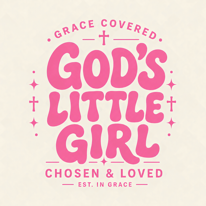 God's Little Girl Grace Covered Chosen and Loved retro pink Christian square glossy magnet