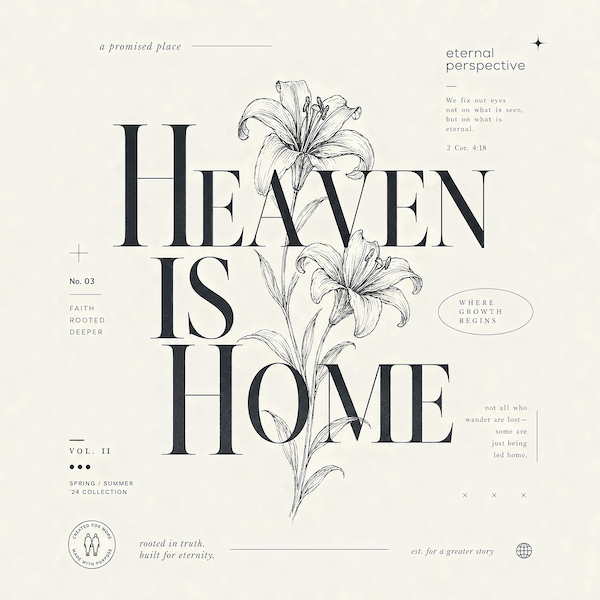 Heaven Is Home magnet with elegant editorial typography and delicate lily illustration on cream background