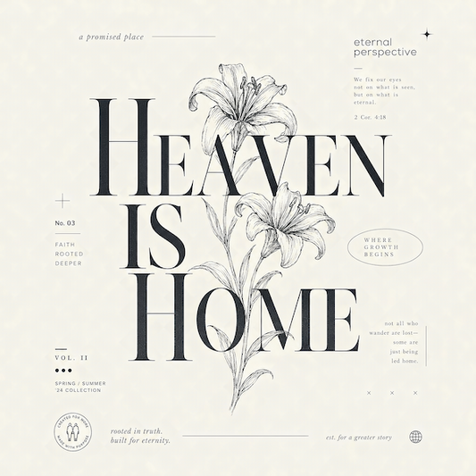 Heaven Is Home magnet with elegant editorial typography and delicate lily illustration on cream background