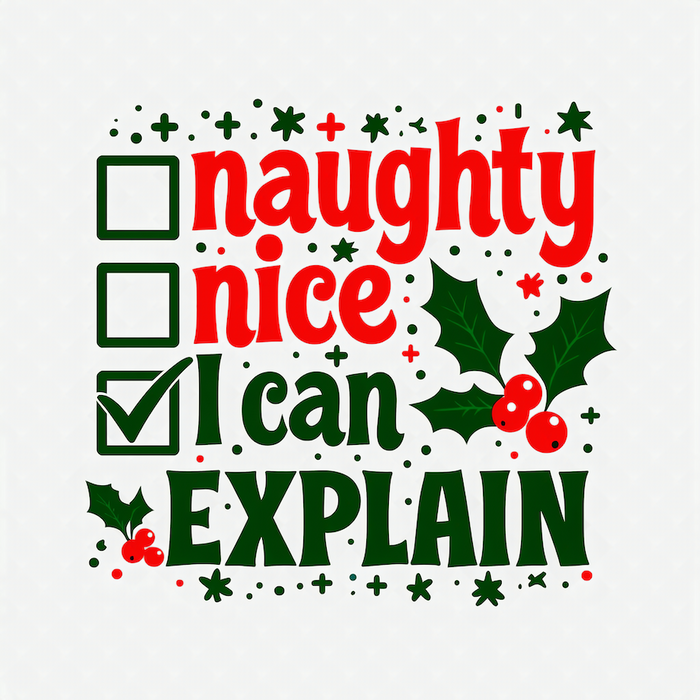 Naughty Nice I Can Explain Christmas checklist square glossy magnet