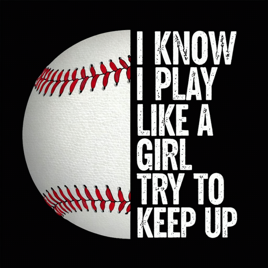 I Know I Play Like A Girl Try To Keep Up baseball bold typography square glossy magnet